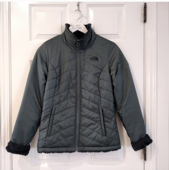 LIKE NEW The North Face Women's Puffer Jacket Dark Green XS Reversible Faux Fur - Picture 6 of 9